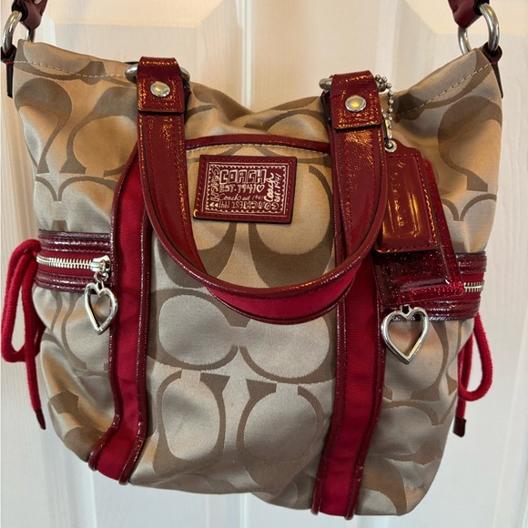 Coach Handbags - Coach Poppy 2012 Daisy Signature C F20101 Tan & Red Satchel/Crossbody BNOT